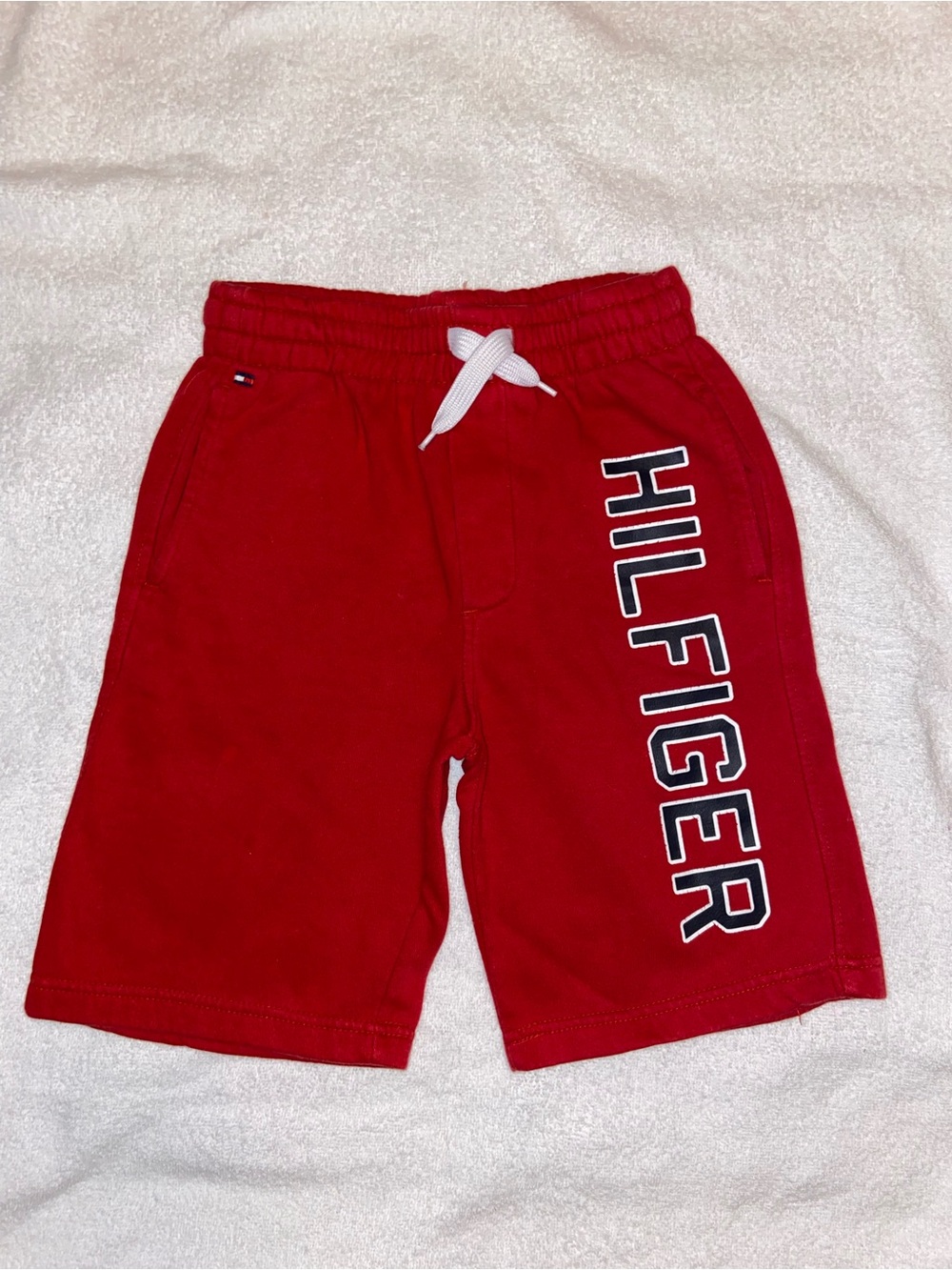 Tommy Hilfiger Red Logo Knit Shorts for Kids